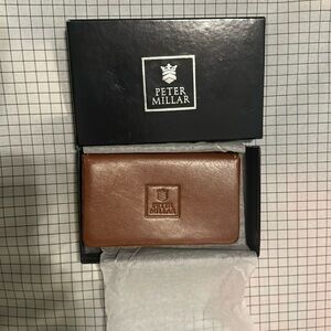 New! Brown Leather Peter Millar Business Card Holder
